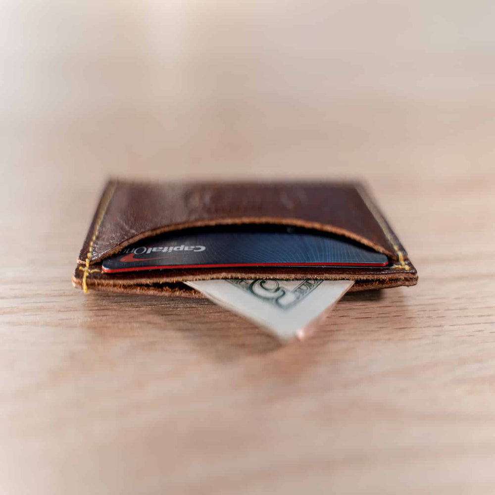 Buffalo Billfold Company Handmade Leather Front Pocket Wallet-American Chestnut image 5