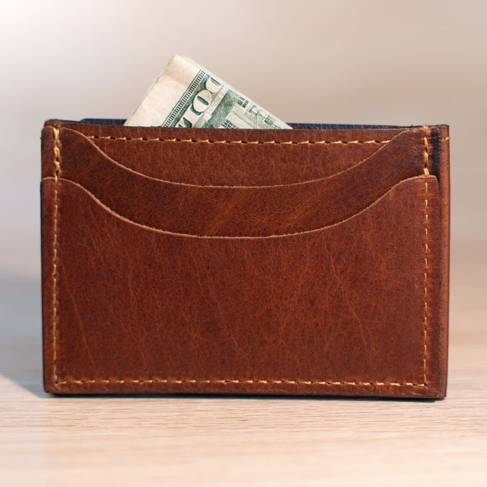 Buffalo Billfold Company Handmade Leather Front Pocket Wallet-American Chestnut image