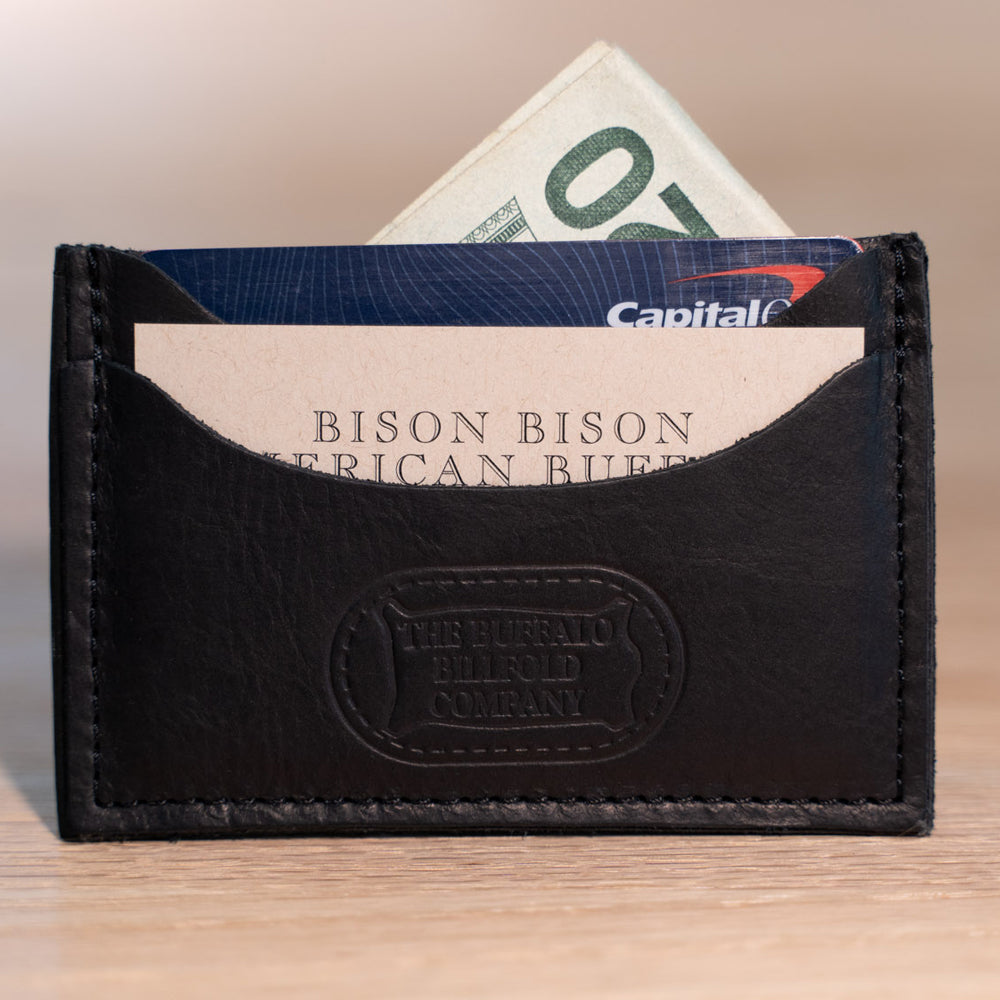 Buffalo Billfold Company Handmade Leather Front Pocket Wallet-Black image