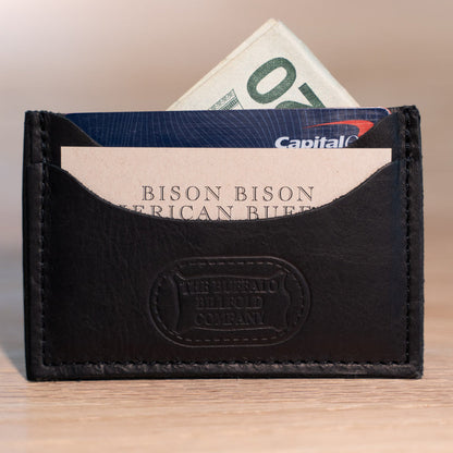Buffalo Billfold Company Handmade Leather Front Pocket Wallet-Black image