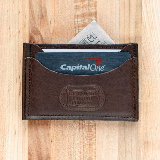Buffalo Billfold Company Handmade Leather Front Pocket Wallet-Brown image