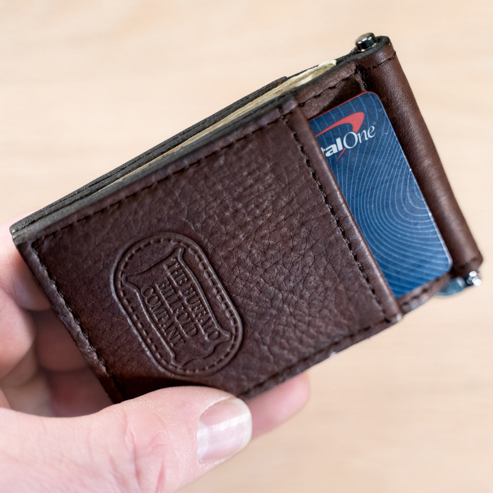 Buffalo Billfold Company Leather Money Clip Wallet-American Chestnut image 1