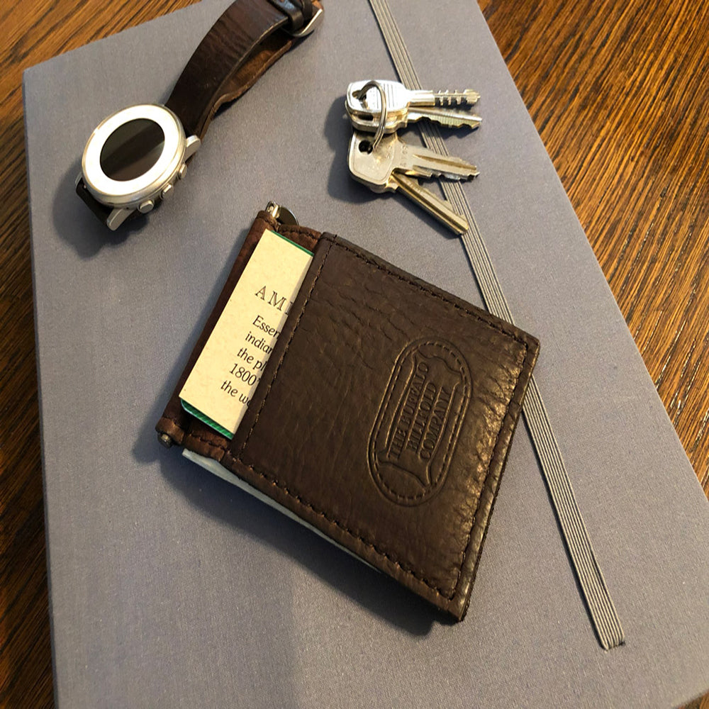 Buffalo Billfold Company Leather Money Clip Wallet-American Chestnut image 3