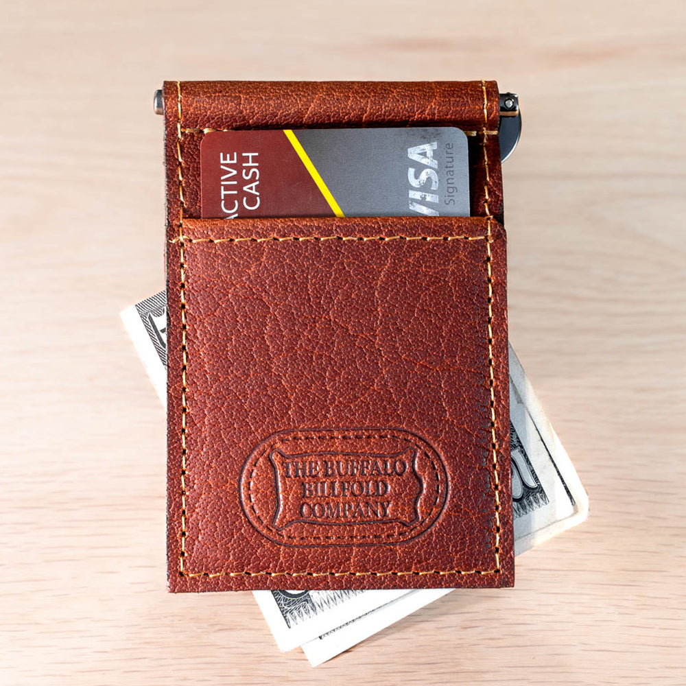 Buffalo Billfold Company Leather Money Clip Wallet-American Chestnut image 7