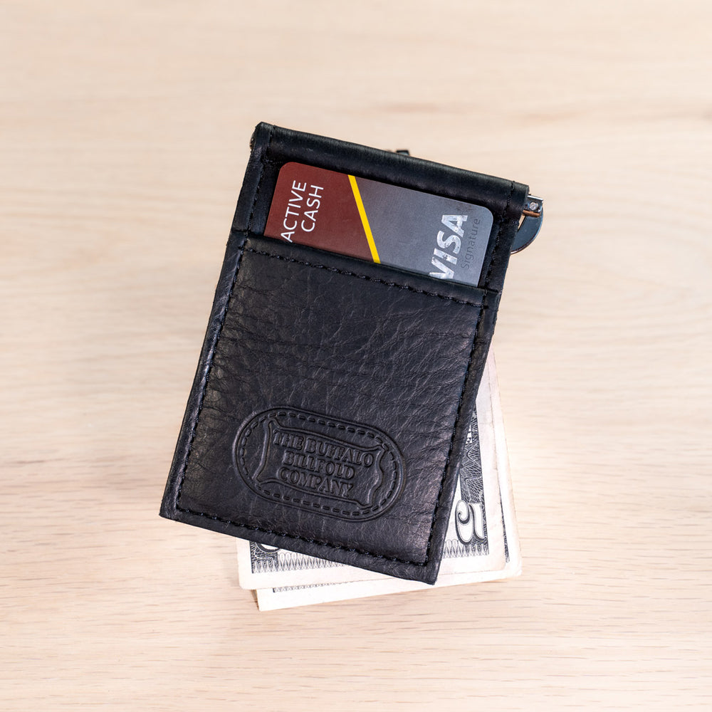 Buffalo Billfold Company Leather Money Clip Wallet-Black image