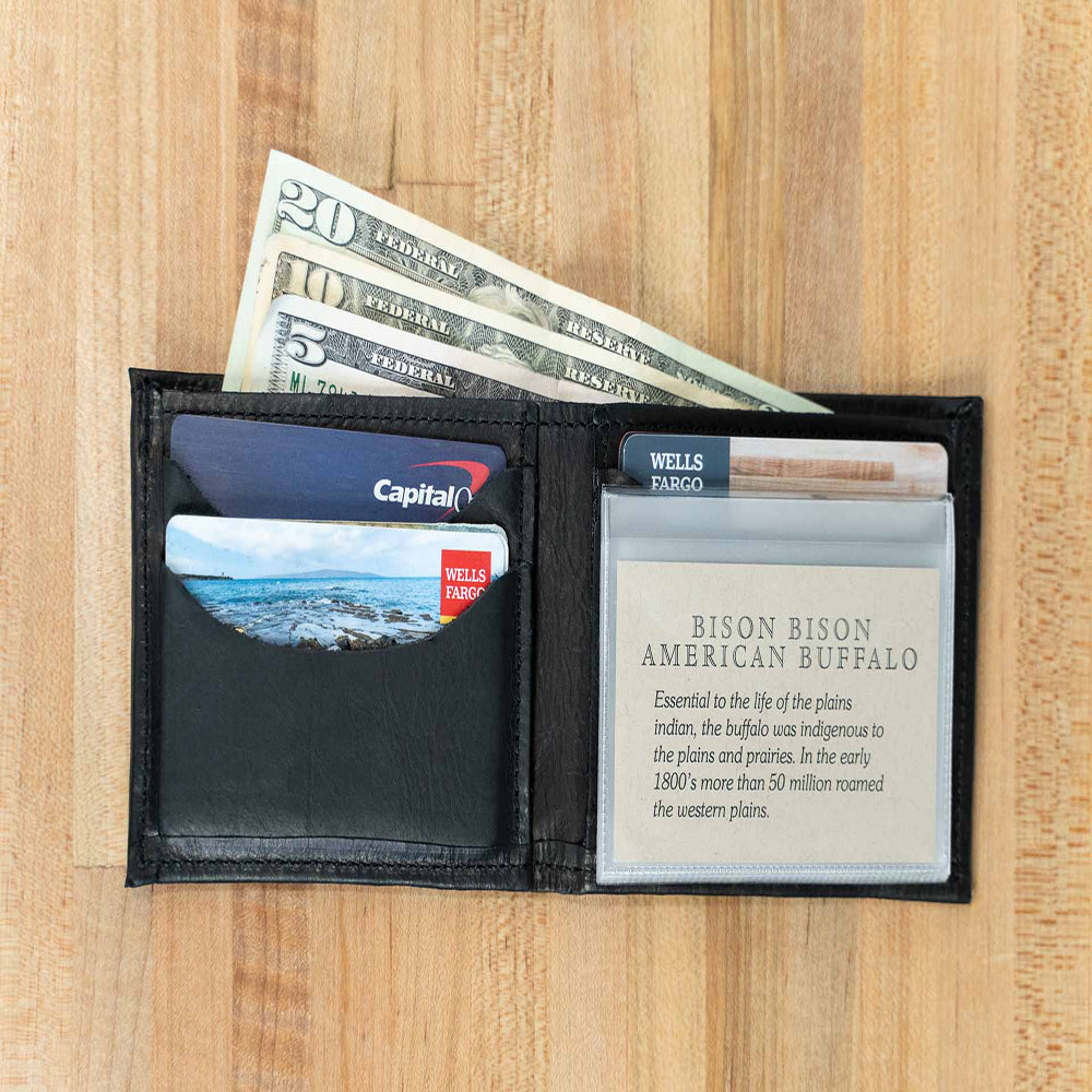 Buffalo Billfold Company Mens Bifold Leather Wallet-Black image 5