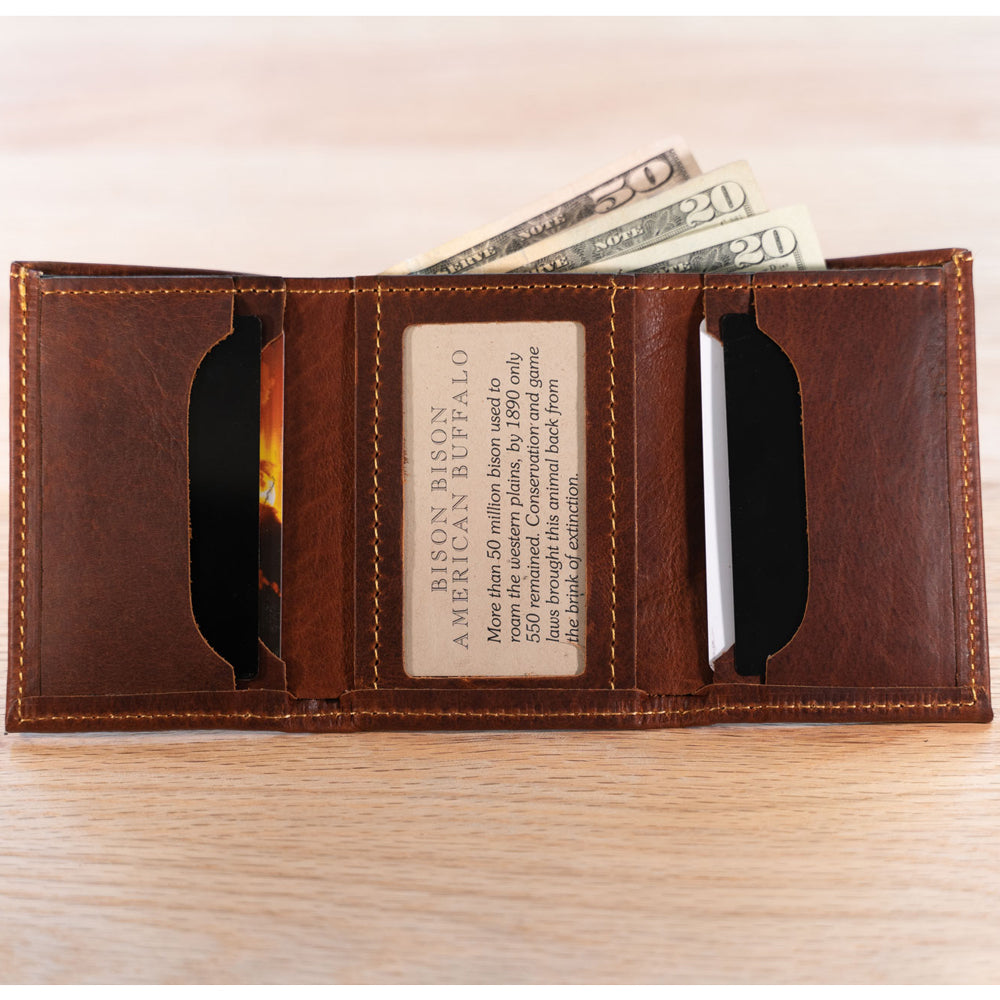 Buffalo Billfold Company Mens Leather Trifold Wallet-American Chestnut image 13