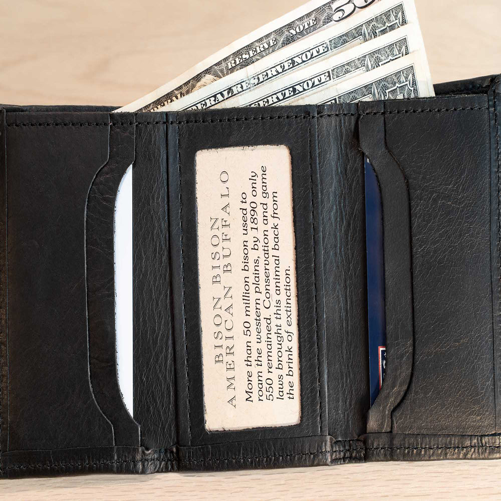Buffalo Billfold Company Mens Leather Trifold Wallet-American Chestnut image 2