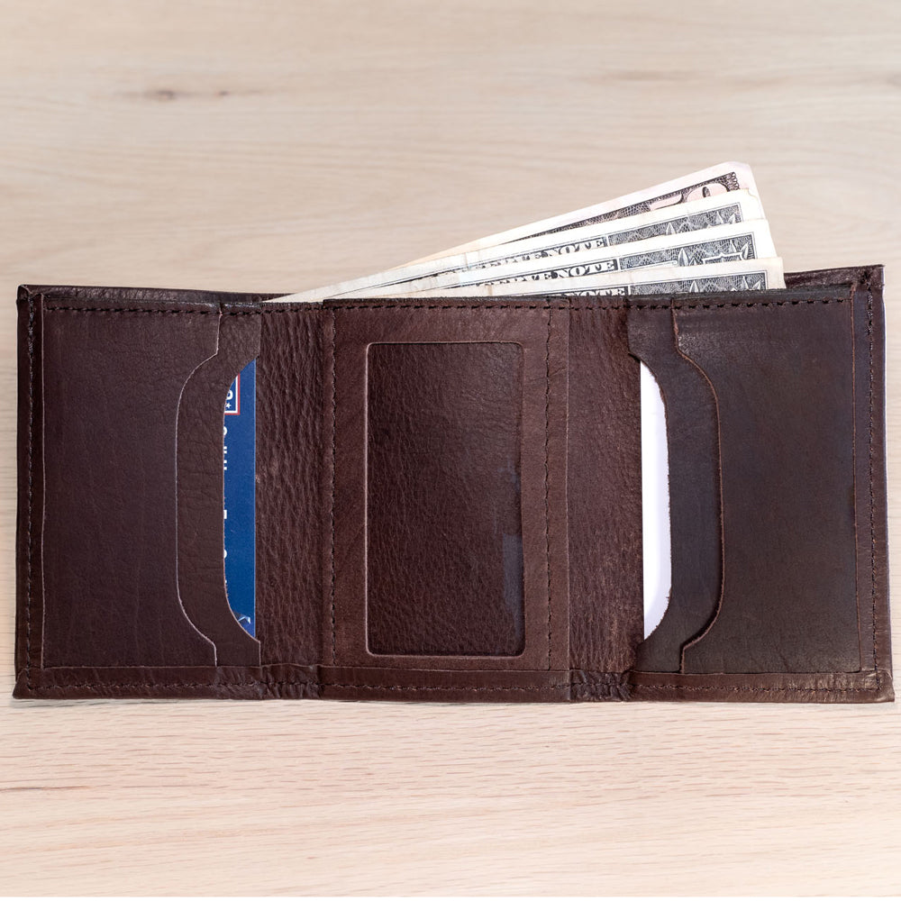 Buffalo Billfold Company Mens Leather Trifold Wallet-American Chestnut image 8