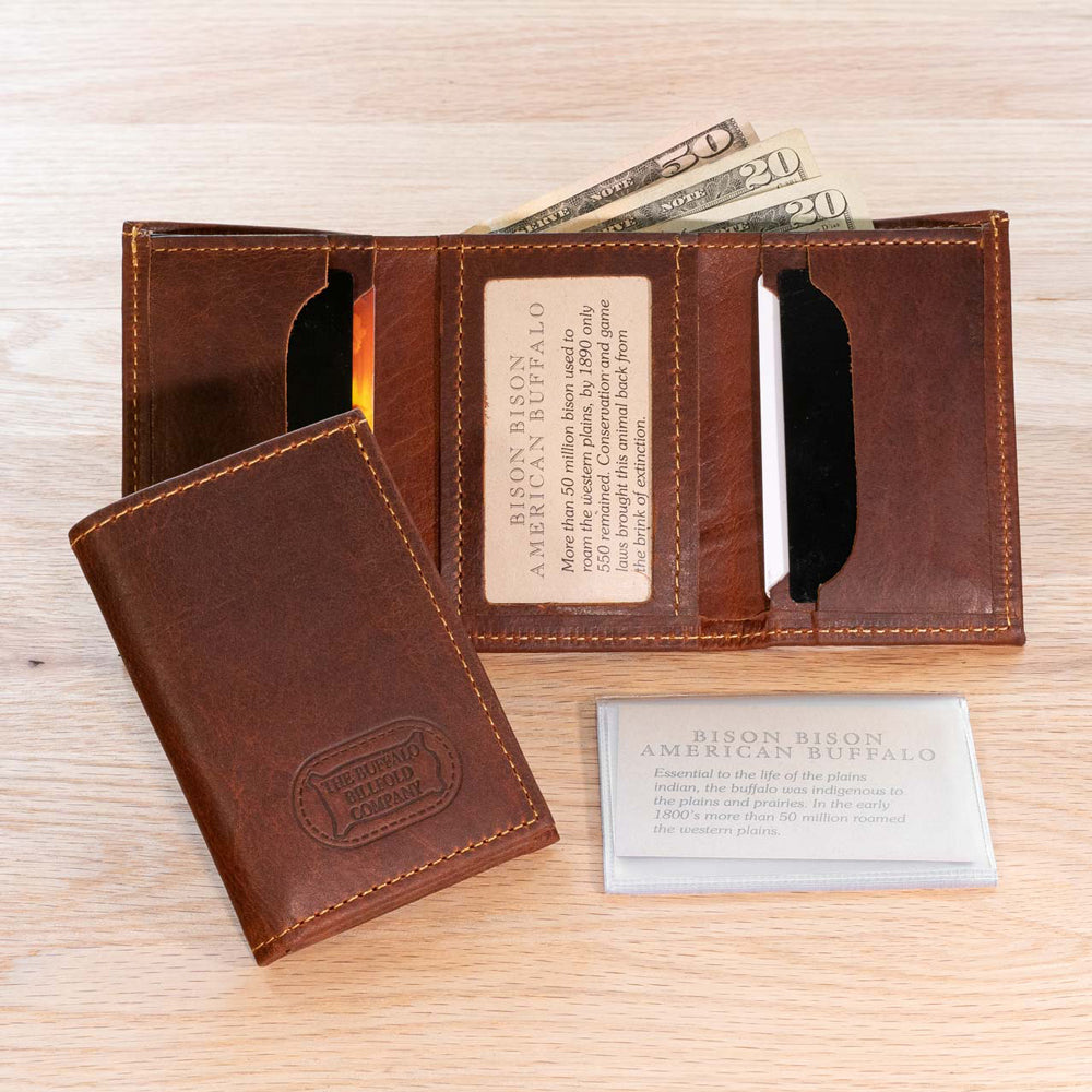 Buffalo Billfold Company Mens Leather Trifold Wallet-American Chestnut image