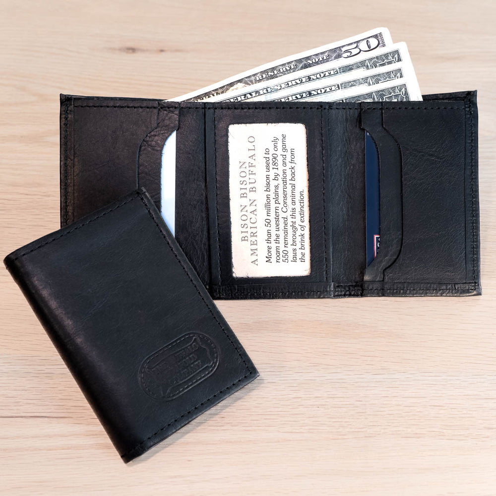 Buffalo Billfold Company Mens Leather Trifold Wallet-Black image