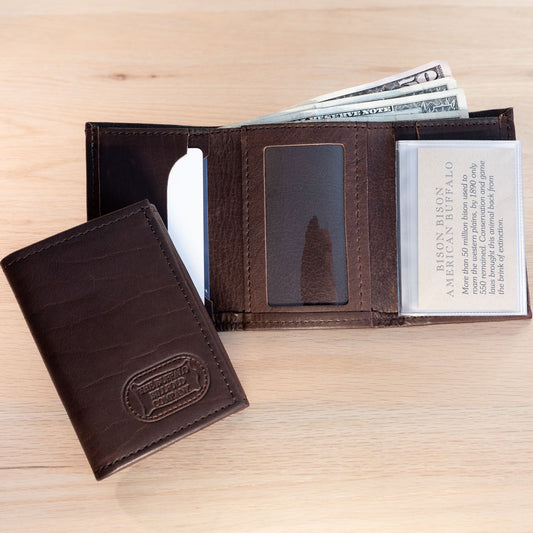 Buffalo Billfold Company Mens Leather Trifold Wallet-Brown image