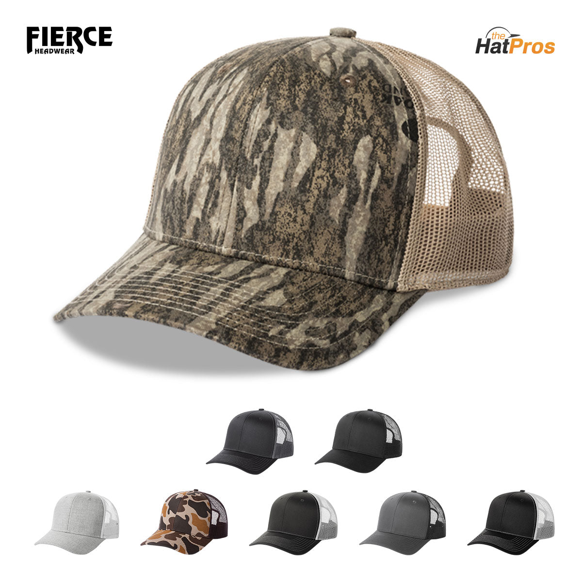 Fierce Headwear 901 Series 6 Panel Structured Mesh Back Blank Hat