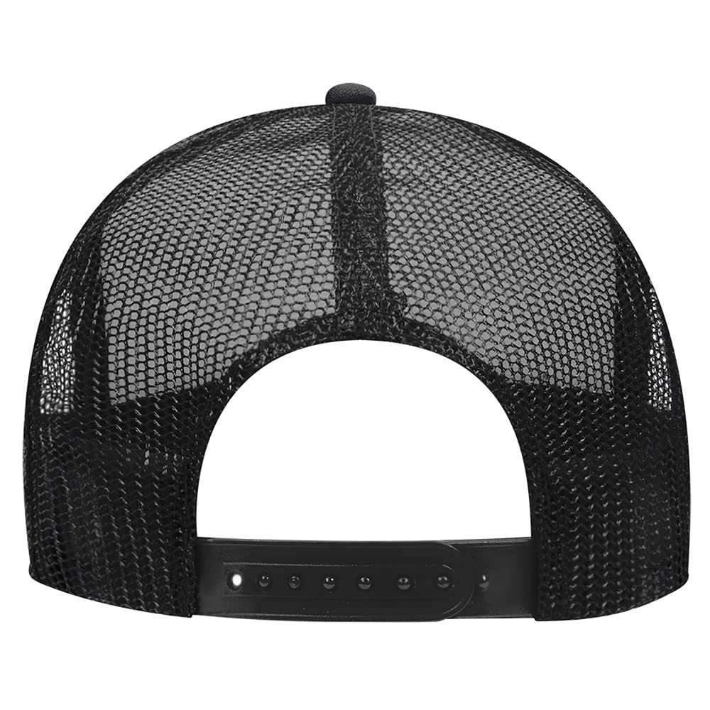 High Crown 5 Panel Mesh Back Foam Front Trucker Cap-Black/Gray/Black image 3