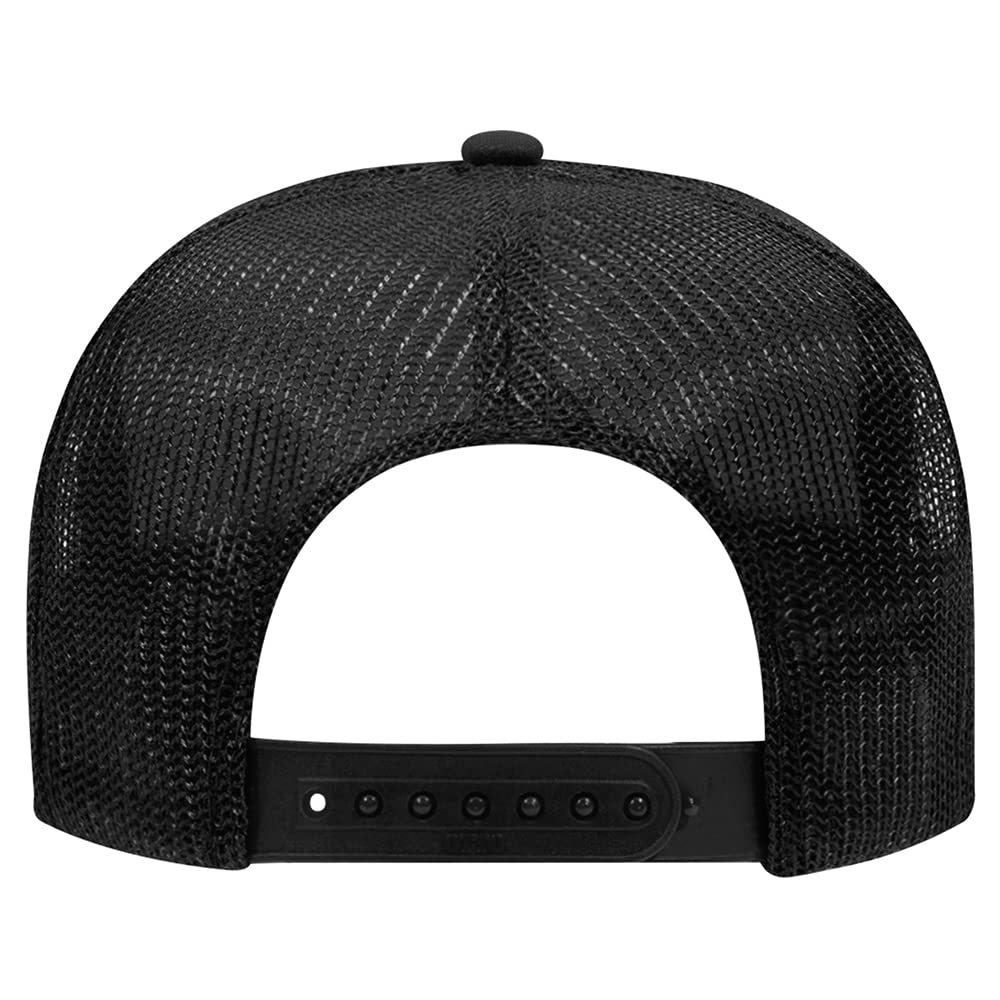 High Crown 5 Panel Mesh Back Foam Front Trucker Cap-Black image 3