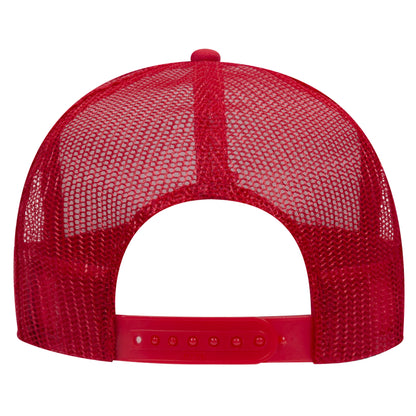 High Crown 5 Panel Mesh Back Foam Front Trucker Cap-Black/White/Red image 3