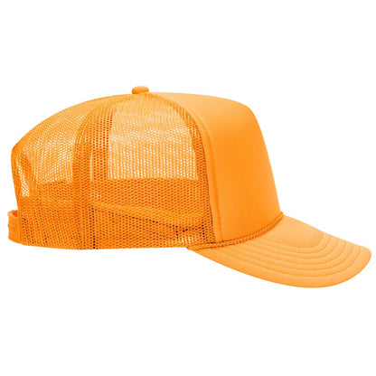 High Crown 5 Panel Mesh Back Foam Front Trucker Cap-Gold image 2