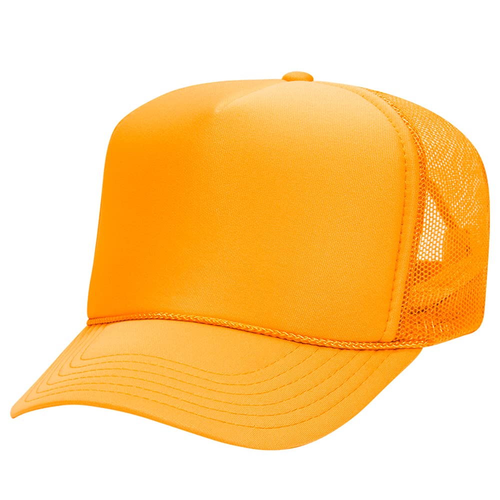 High Crown 5 Panel Mesh Back Foam Front Trucker Cap-Gold image