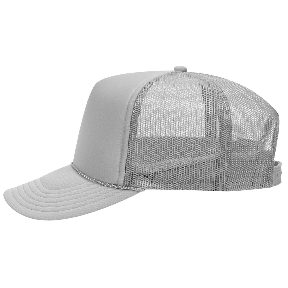 High Crown 5 Panel Mesh Back Foam Front Trucker Cap-Gray image 1