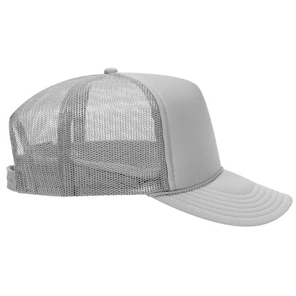 High Crown 5 Panel Mesh Back Foam Front Trucker Cap-Gray image 2