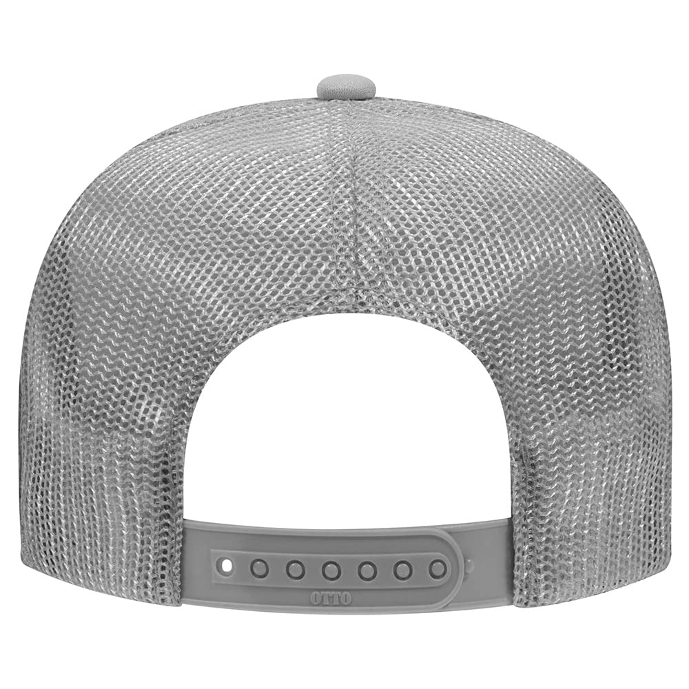 High Crown 5 Panel Mesh Back Foam Front Trucker Cap-Gray image 3