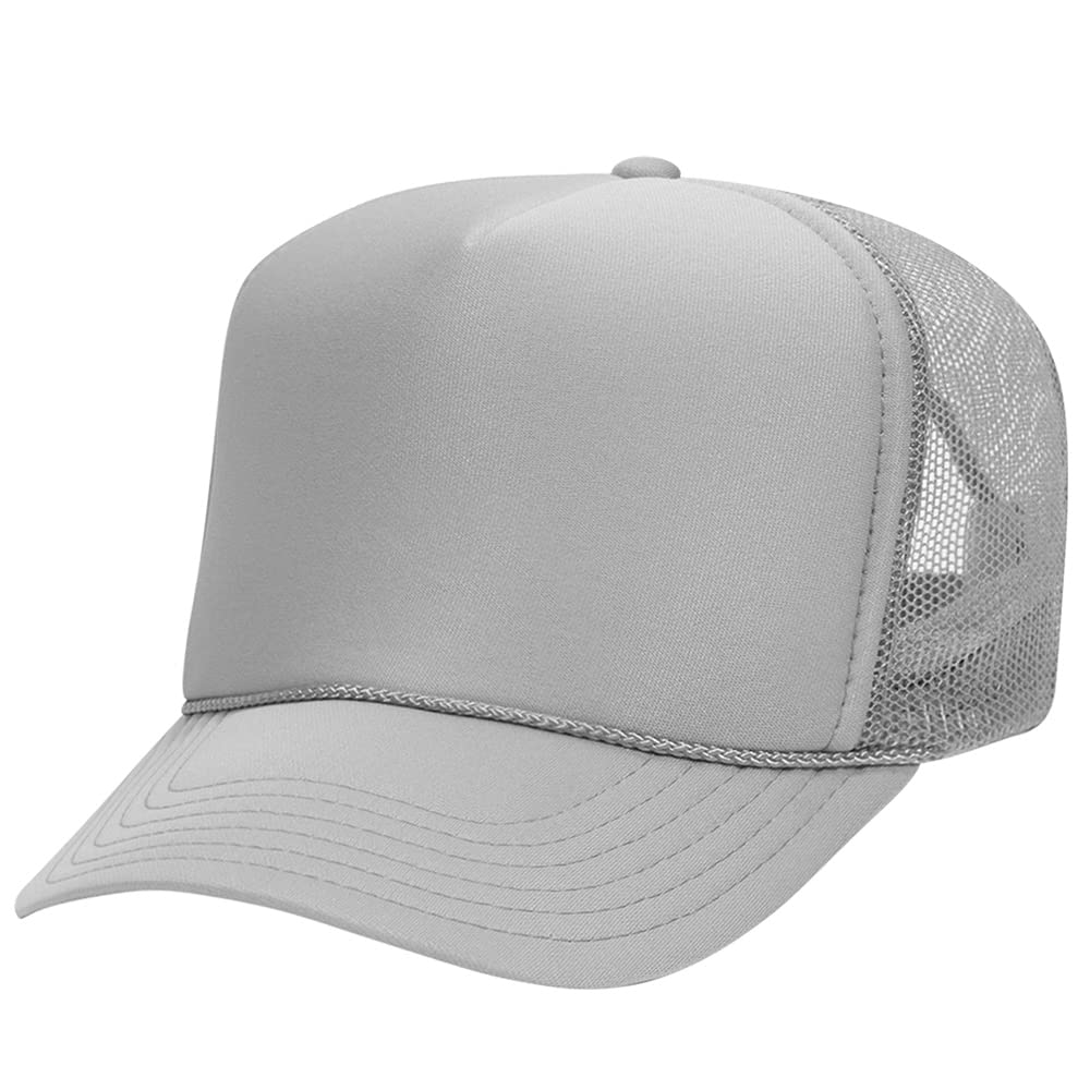 High Crown 5 Panel Mesh Back Foam Front Trucker Cap-Gray image