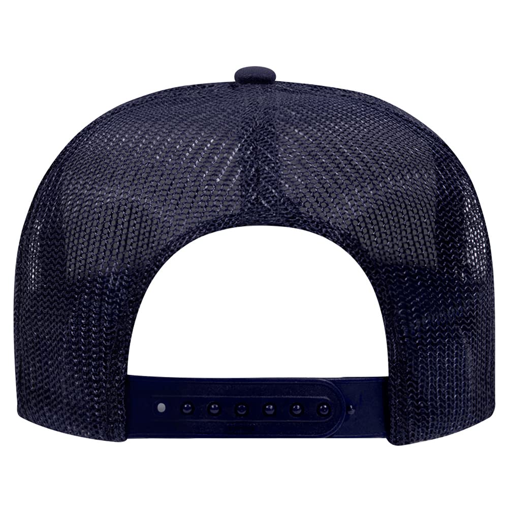 High Crown 5 Panel Mesh Back Foam Front Trucker Cap-Navy image 3