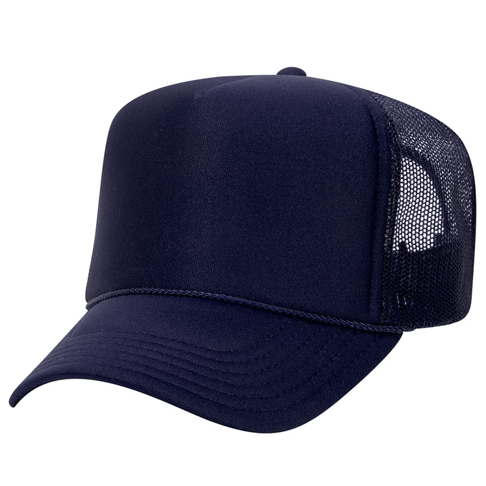 High Crown 5 Panel Mesh Back Foam Front Trucker Cap-Navy image