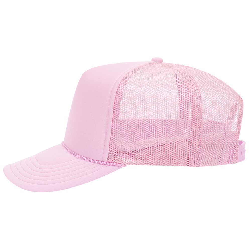 High Crown 5 Panel Mesh Back Foam Front Trucker Cap-Pink image 1