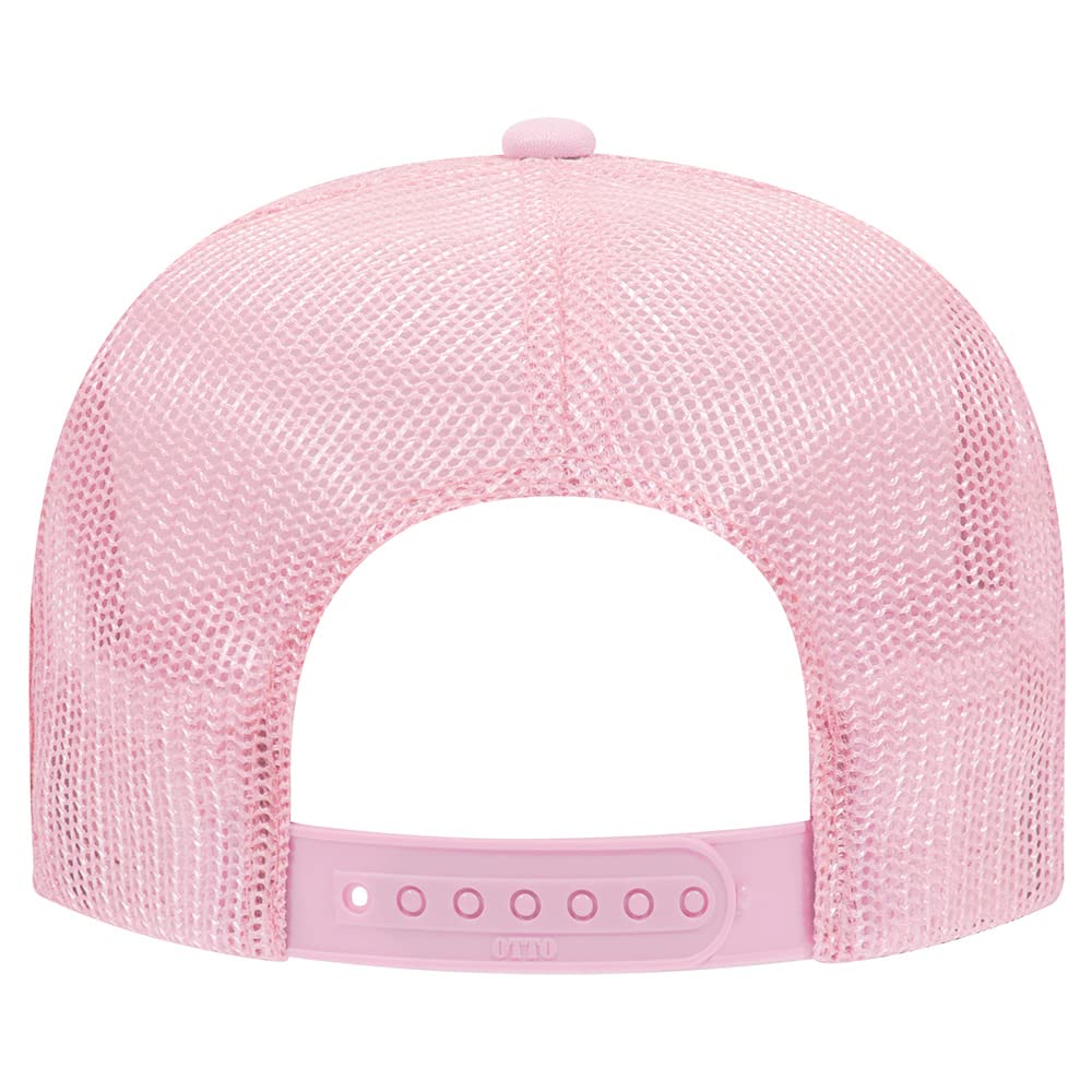 High Crown 5 Panel Mesh Back Foam Front Trucker Cap-Pink image 3