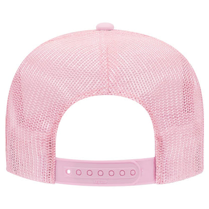 High Crown 5 Panel Mesh Back Foam Front Trucker Cap-Pink image 3