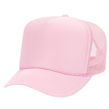 High Crown 5 Panel Mesh Back Foam Front Trucker Cap-Pink image