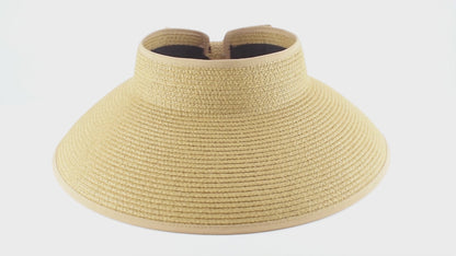 The Chelsea Womens Wide Brim Straw Sun Hat with Ponytail Hole UPF 80+