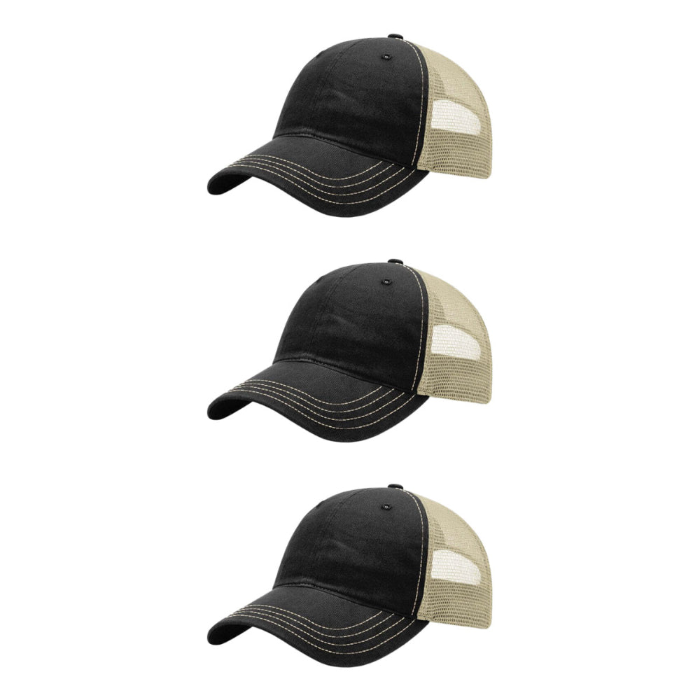 richardson-111-garment-washed-trucker-black-khaki-pk-3.jpg image