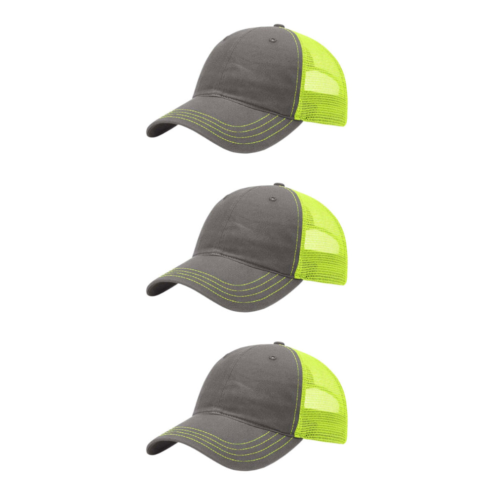 richardson-111-garment-washed-trucker-charcoal-neon-yellow-pk-3.jpg image
