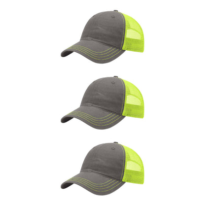 richardson-111-garment-washed-trucker-charcoal-neon-yellow-pk-3.jpg image
