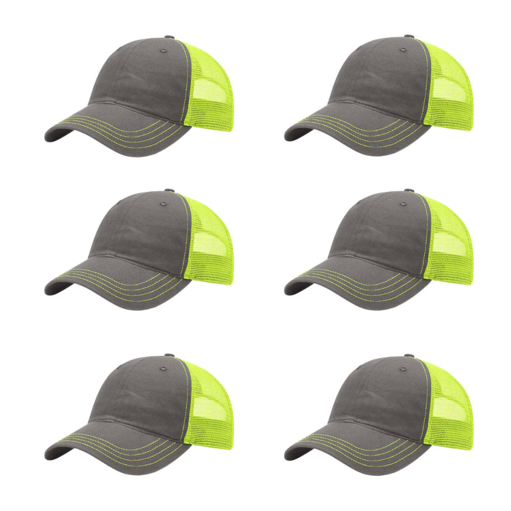 richardson-111-garment-washed-trucker-charcoal-neon-yellow-pk-6.jpg image