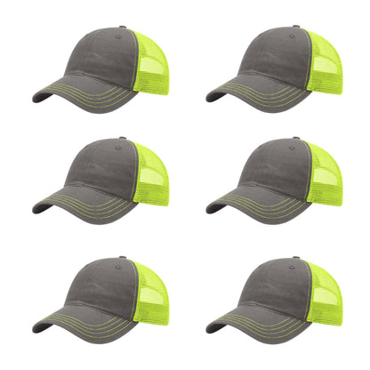 richardson-111-garment-washed-trucker-charcoal-neon-yellow-pk-6.jpg image