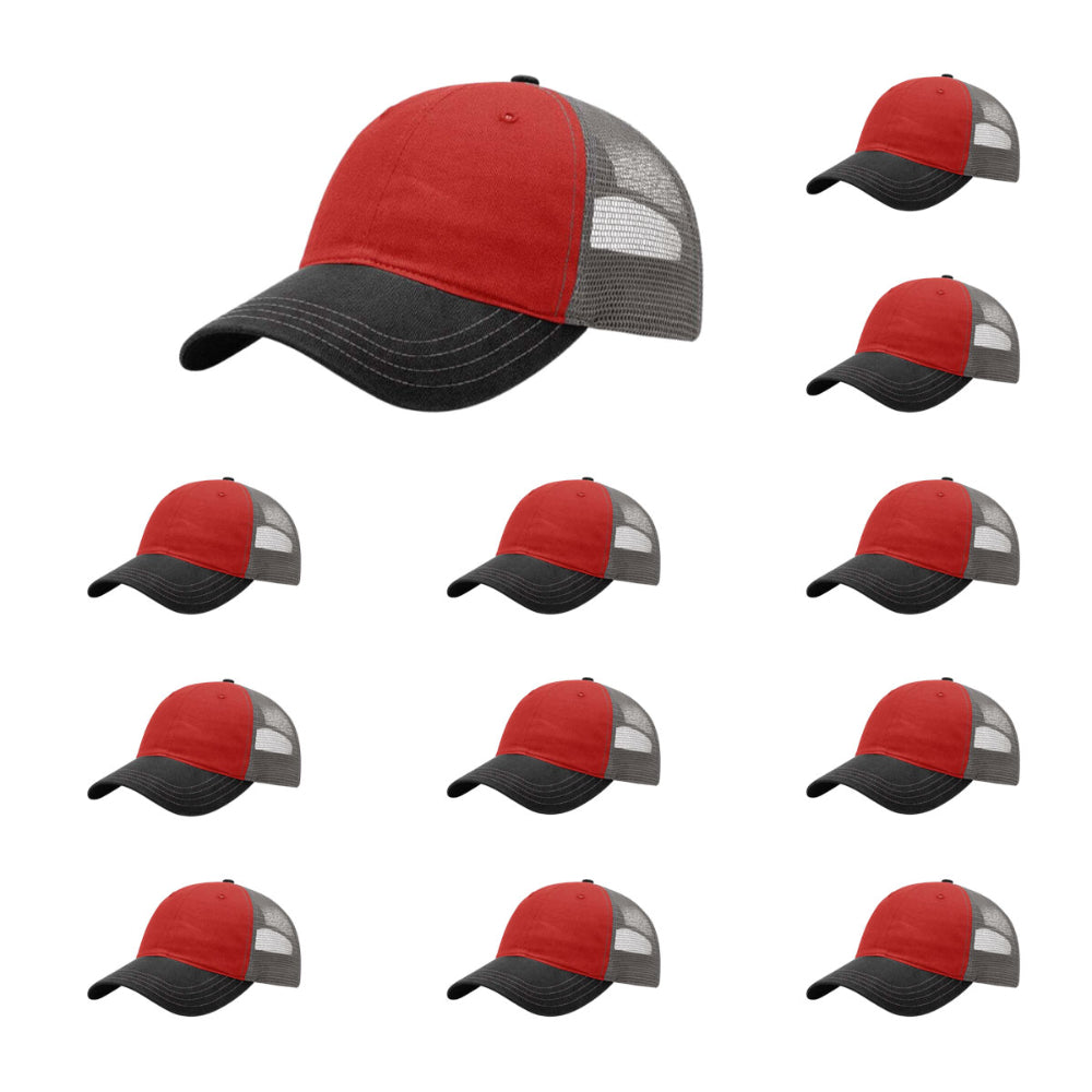 richardson-111-garment-washed-trucker-red-charcoal-black-pk-12.jpg image