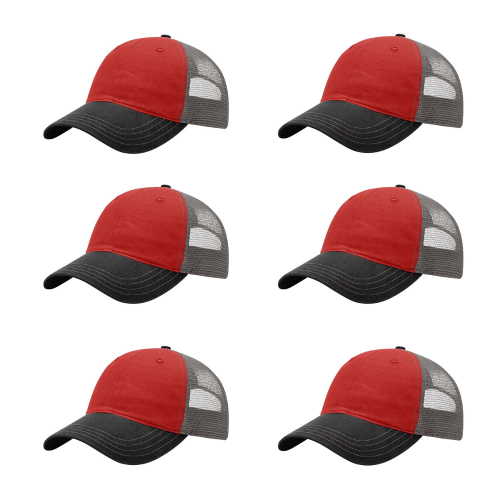 richardson-111-garment-washed-trucker-red-charcoal-black-pk-6.jpg image