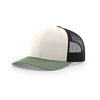 Richardson 112 Classic Trucker Snapback Cap-Tri-Tone Colorways Cream/Black/Loden