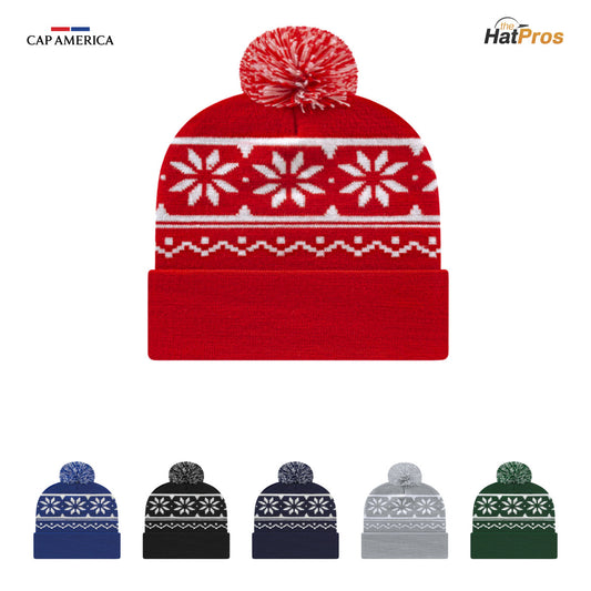Cap America RKF12 Snowflake Knit Cap with Cuff