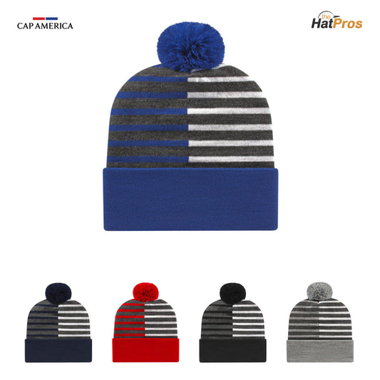 Cap America RKH12 Half Color Knit Cap with Cuff