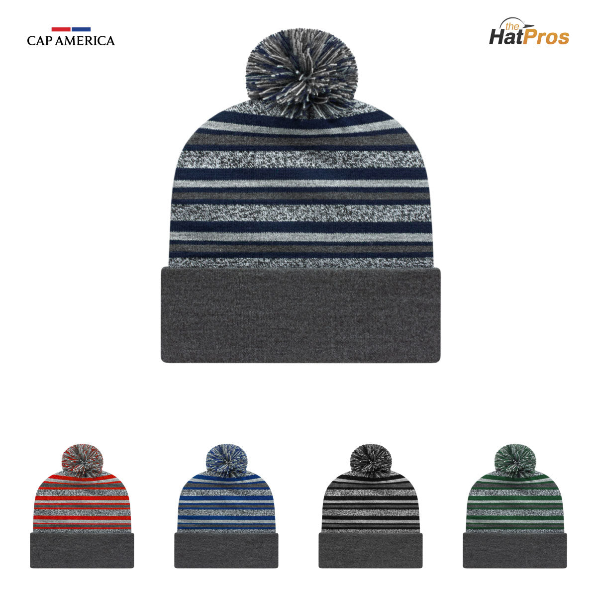Cap America RKL12 Striped Knit Cap with Cuff