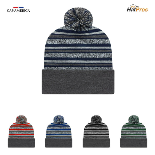 Cap America RKL12 Striped Knit Cap with Cuff