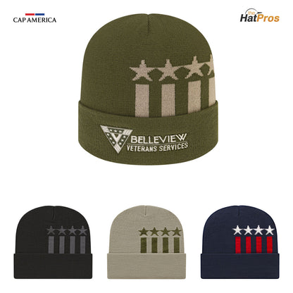 Cap America RKSTAR12 Stars & Stripes Knit Cap with Cuff