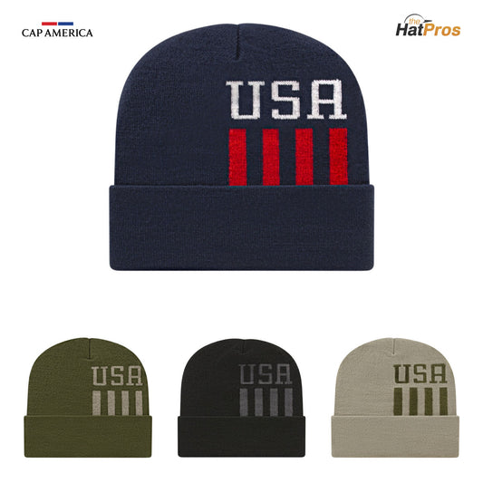 Cap America RKUSA12 Patriotic Knit Cap with Cuff
