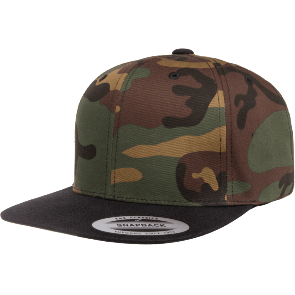 Yupoong Hat Snapback Pro-Style Wool Blend Cap 6089-Green Camo/Black