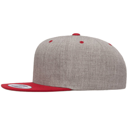 6089MT Yupoong Hat Snapback Two-Tone Pro-Style Wool Cap- Heather / Red 3