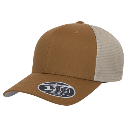 Flexfit 110 Trucker Mesh Snapback Cap-Caramel/Khaki